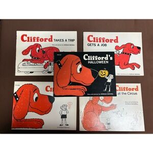 Book Lot 5 Clifford the Big Red Dog Vintage Children's Books‎ Bridwell 1960s/80s
